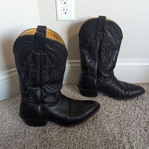 Nocona Black Leather Cowboy Boots sz 9
